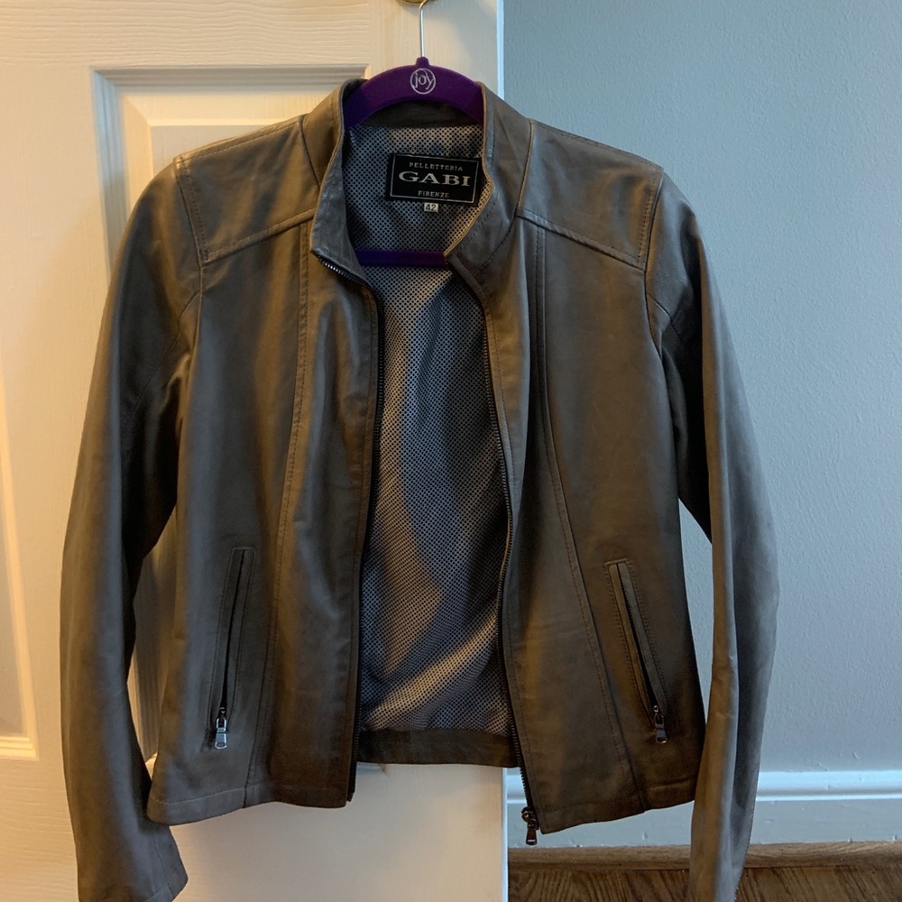 Real leather, taupe jacket